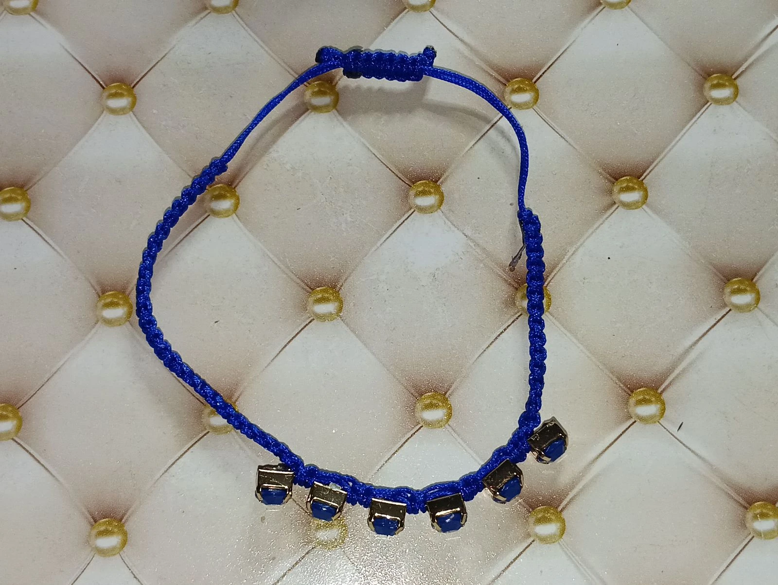 Electric Blue Rhinestone Braided Bracelet – photo 4